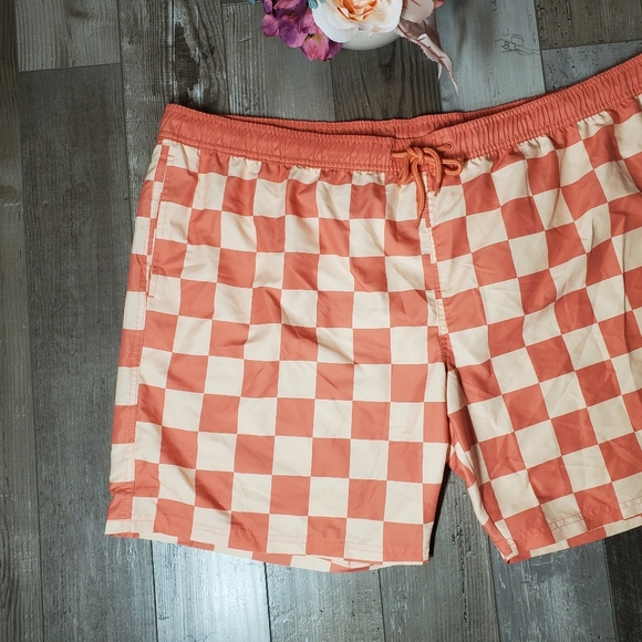 NWT Mad Engine Men's Orange Checked Swim Trunks Size XXL - Picture 13 of 14